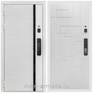 Входные двери с двумя петлями, Умная входная смарт-дверь Армада Каскад WHITE МДФ 10 мм Kaadas K9 / МДФ 16 мм ФЛ-57 Белый жемчуг