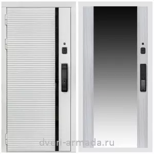 Входные двери с двумя петлями, Умная входная смарт-дверь Армада Каскад WHITE МДФ 10 мм Kaadas K9 / МДФ 16 мм СБ-16 Сандал белый