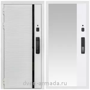 Входные двери с двумя петлями, Умная входная смарт-дверь Армада Каскад WHITE МДФ 10 мм Kaadas K9 / МДФ 16 мм ФЛЗ-Панорама-1, Белый матовый