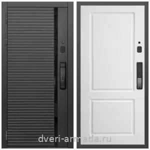 Двери МДФ для квартиры, Умная входная смарт-дверь Армада Каскад BLACK МДФ 10 мм Kaadas K9 / МДФ 16 мм ФЛ-117 Белый матовый