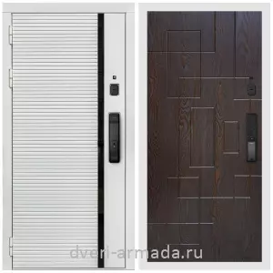 Двери оптом, Металлическая умная входная смарт-дверь Армада Каскад WHITE МДФ 10 мм Kaadas K9 / МДФ 16 мм ФЛ-57 Дуб шоколад