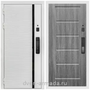 Входные двери лофт, Умная входная смарт-дверь Армада Каскад WHITE МДФ 10 мм Kaadas K9 / МДФ 16 мм ФЛ-39 Дуб Филадельфия графит