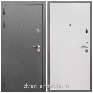Дверь входная Армада Оптима Антик серебро / МДФ 10 мм Гладкая Белый матовый