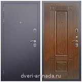 Входные двери 2050 мм, Дверь входная Армада Люкс Антик серебро / ФЛ-2 Морёная береза из металла в кирпичный дом с порошковой окраской