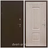 Дверь входная уличная в дом Армада Термо Молоток коричневый/ МДФ 6 мм ФЛ-2 Дуб белёный для дачи на заказ двухконтурная