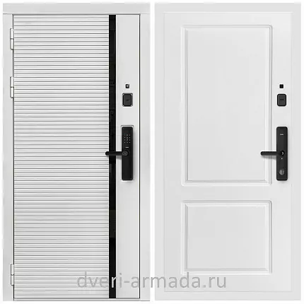 Умная входная смарт-дверь Армада Каскад WHITE МДФ 10 мм Kaadas S500 / МДФ 16 мм ФЛ-117 Белый матовый