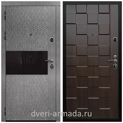 Дверь входная Армада Престиж Черная шагрень МДФ 16 мм Штукатурка графит / ОЛ-39 Эковенге