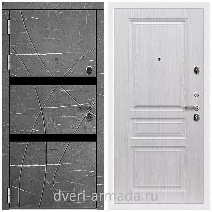 Дверь входная Армада Престиж Белая шагрень МДФ 16 мм Торос графит / ФЛ-243 Дуб белёный